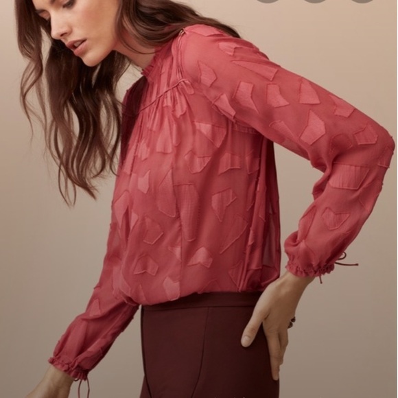 Aritzia Tops - Aritzia Wilfred Le Fou Henrietta Blouse Top Silk Cotton Lourdes Textured Coral S